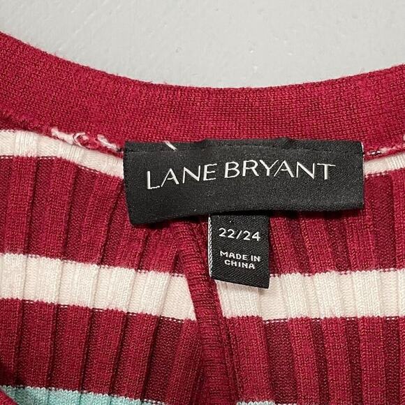 Lane Bryant Sweater Plus Size 22 24 Preppy Striped Stretch Ribbed Knit Y2K Retro - Picture 5 of 11